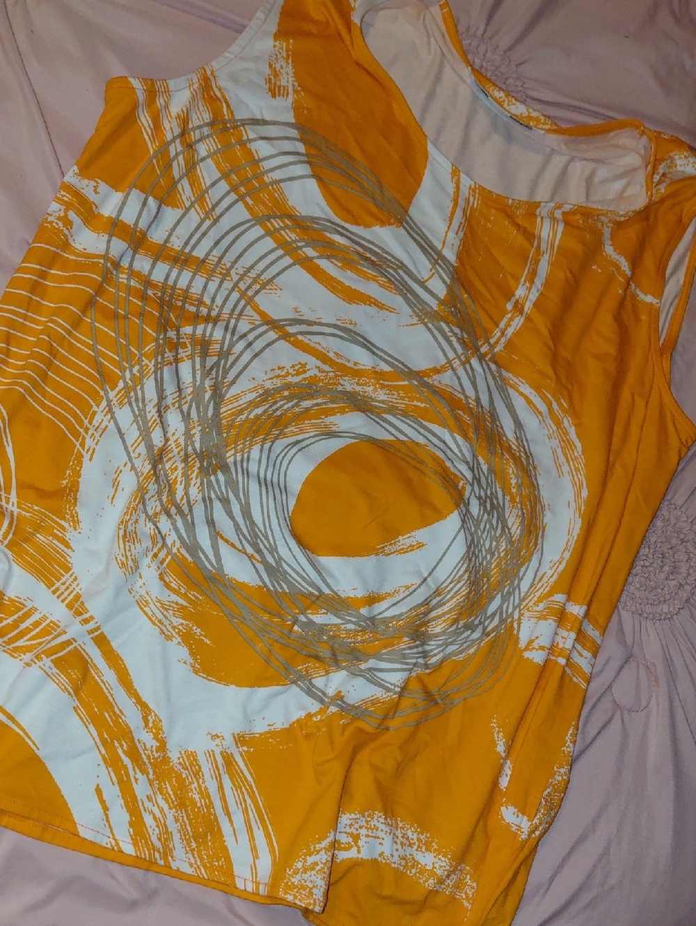 Women's Orange Graphic Scoop Neck Tank Top